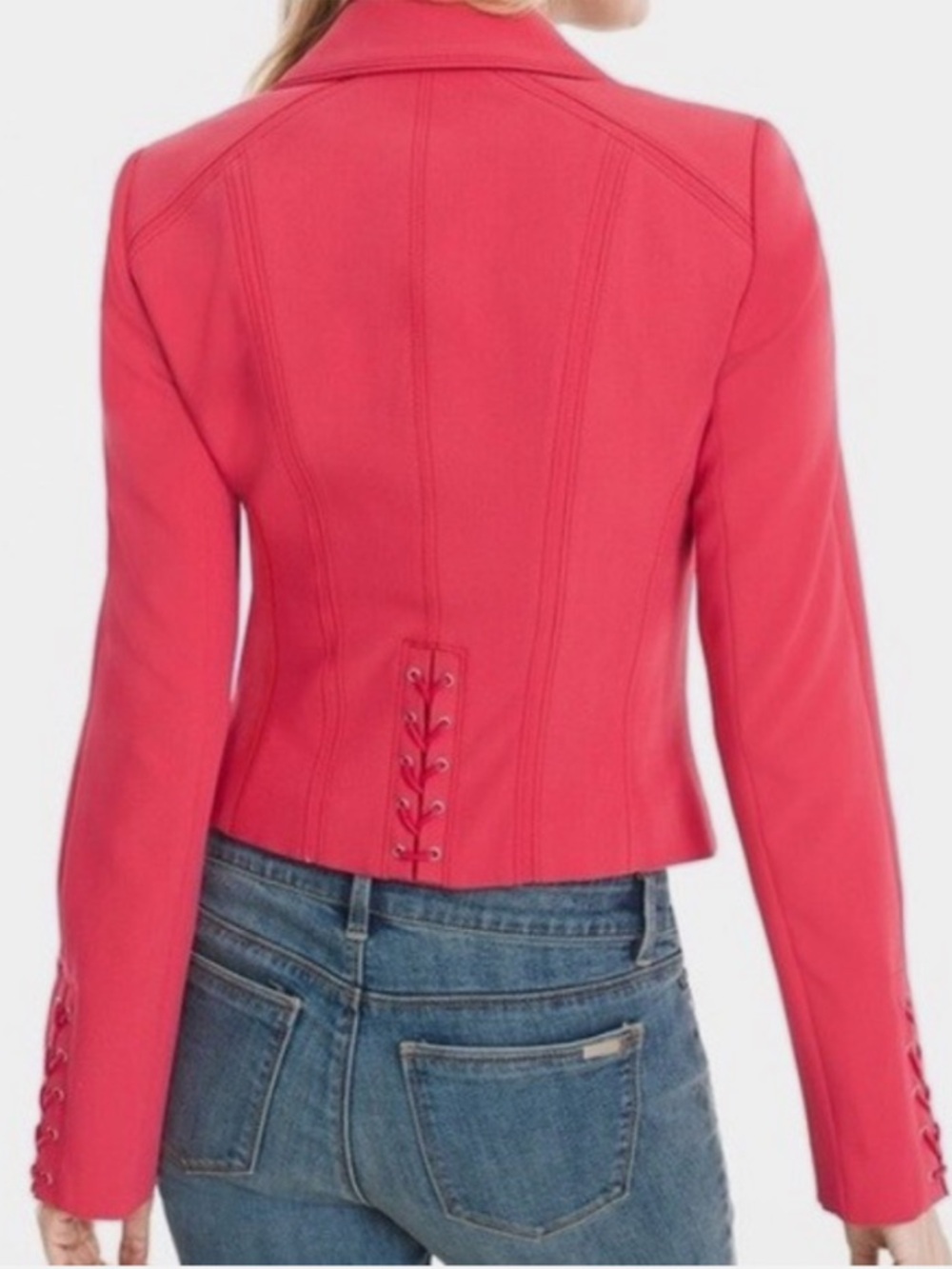 Carmen Marc Volvo Moto Jacket with Lace-Up & Zipper - Picture 6 of 9